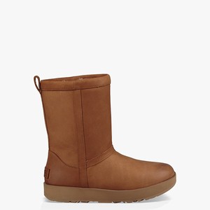 Ugg Classic Short Leather Waterproof Women All-Weather Boots Brown (0856UOLRJ)